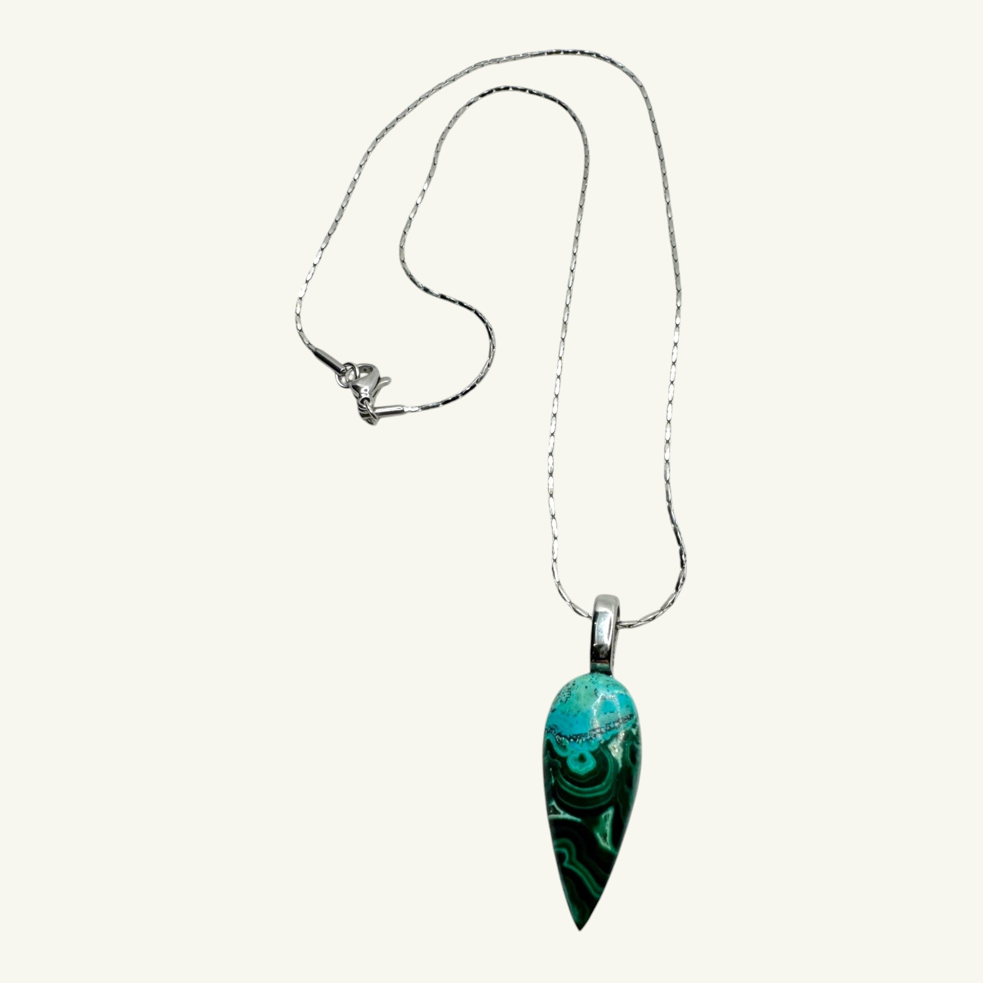 Collana crisocolla malachite goccia 28x10 mm Sharifa Crystals
